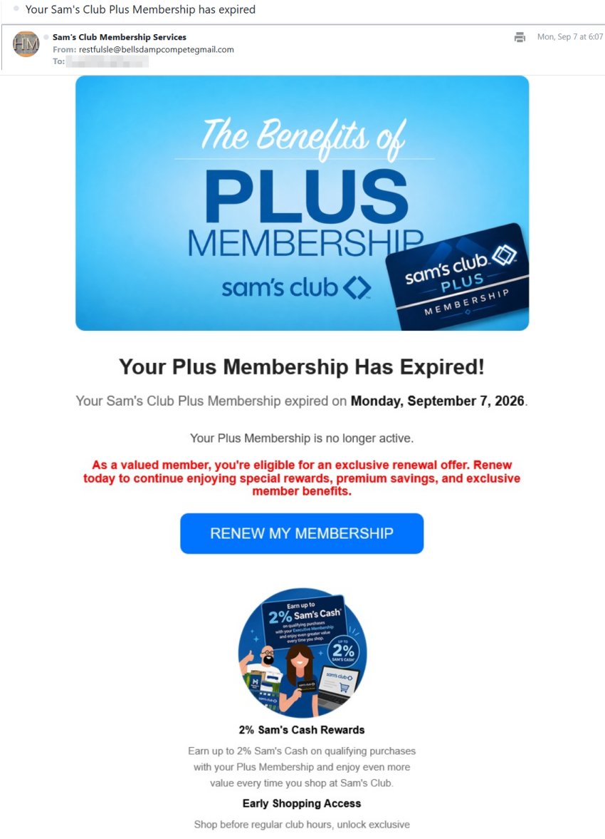 Sams Club Scam